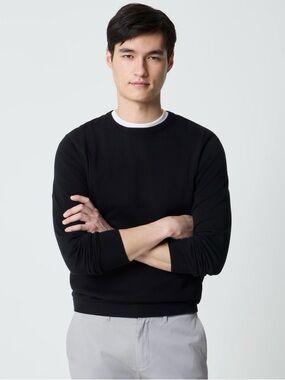 NWT J. Crew Cotton Crewneck Sweater-tee Black